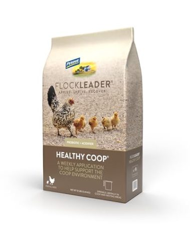 FlockLeader Healthy Coop, Litter Additive for Chicken Coop with Probiotic & Acidifier, Reduces Odor, Wetness & Bacteria, 12lbs