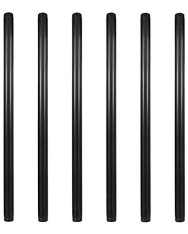 GeilSpace 6 Pack 3/4" × 24" Pre-Cut Black Metal Pipe, Industrial Steel Fits Standard Three Quarters Inch Black Threaded Pipes and Fittings - Vintage DIY Industrial Shelving (3/4" × 24")