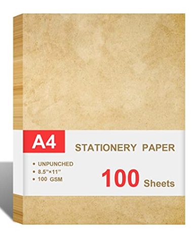 Stationary Paper for Writing Letters - Vintage Antique Letterhead Paper, Letter Size Stationery Writing Paper, 100 Sheets Double-Sided Invitation/Decorative Printer Paper, 8.5" x 11"