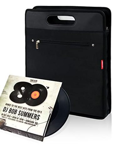 AKOZLIN Vinyl Record Travel Carrying Bag,LP Records Durable Vinyl Albums Case For Most 7" 10" 12" LP