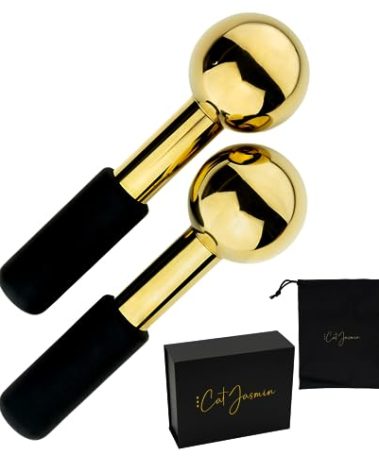 Cat Jasmin Facial Ice Globes Stainless Steel for Face and Eye, Reduce Redness and Wrinkles, Ice Globe Facial Roller for Home and Spa