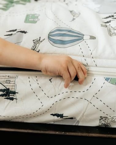 Beddy's Adventure & Wildlife Theme Durable Zipper Bedding for Kids, Bed in a Bag, Cream Comforter & Charcoal Sheets with Outdoor Explorer Design, Includes Pillowcase & Pillow Sham, Easy to Make & Wash
