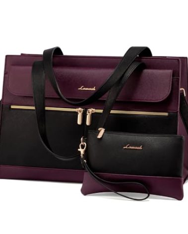 LOVEVOOK Laptop Bag for Women 15.6 Inch Tote Work Professional Leather Computer Briefcase Waterproof Handbag Shoulder Large Capacity Business Teacher Office Crossbody Purse