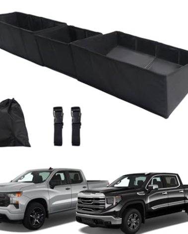 Marretoo Truck Under Seat Storage Organizer Foldable Replacement for 2019-2025 Chevy Silverado 1500/GMC Sierra 1500/2500HD/3500HD, Double & Crew Cab Underseat Tool Box for Silverado/Sierra Accessories