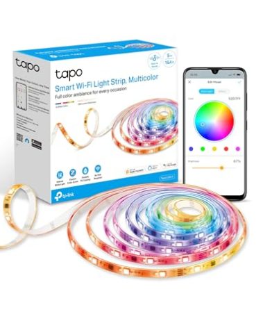 Tapo TP-Link RGBWIC Smart LED Light Strip 16.4Ft, 1000 Lumens, 16M Dimmable Colors, 50 Color Zones, Works w/Apple HomeKit/Alexa/Google Home, Sync-to-Sound, IP44 PU Coating, Trimmable L930-5