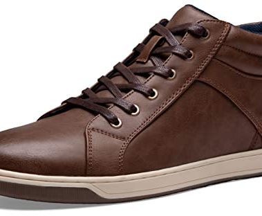Jousen Men's Fashion Sneakers High Top Dress Sneakers Causal Shoes for Men (A81Q09 Darkbrown 9.5)