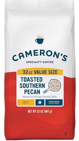Cameron's Coffee Roasted Whole Bean Coffee, Flavored, Toasted Southern Pecan, 32 Ounce