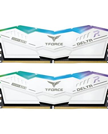 TEAMGROUP T-Force Delta RGB DDR5 Ram 64GB (2x32GB) 6000MHz CL38 Intel XMP 3.0 & AMD Expo Compatible Desktop Memory Module White FF4D564G6000HC38ADC01