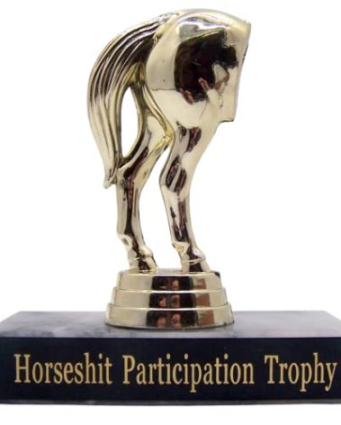 Participation Trophy Horseshit Horse's Rear Statue Award, 4 1/2 Inch