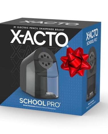 X-ACTO Pencil Sharpener, School Pro Electric Pencil Sharpener, With Six Size Dial, XL Shavings Bin, Black, 1 Count - Heavy Duty, Teacher and School Supplies