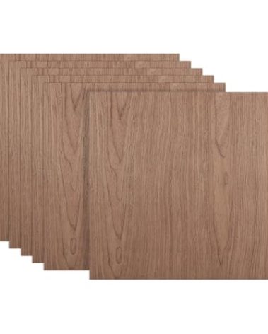 6Pcs 12 x 12 x 1/16 Inch Walnut Plywood Sheets Unfinished Plywood Sheet for Arts and Crafts, Painting, Pyrography, Wood Engraving, Wood Burning, Laser, Architectural Models