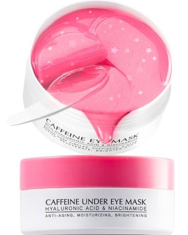 Under Eye Patches for Dark Circles: Caffeine Gel Masks for Puffiness Undereye Bags Wrinkles - Instant Brightening Moisturizing Skin Treatment Pads - Gift for Mom Traveler Night Worker, 30 Pairs (Pink)