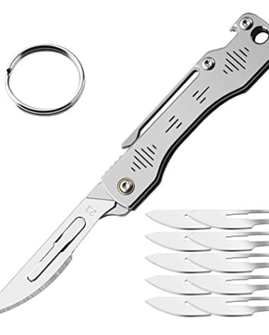 ITOKEY Folding Scalpel Knife, Scalpel Pocket Knife, Scalpels Surgical with 10pcs #23 Replaceable Razor Blades, Bottle Opener - Bread Lame Dough Scoring Tool, EDC Utility Knives, Small Keychain Knives for Men Outdoor Skinning