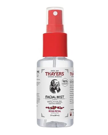 Thayers Alcohol-Free Witch Hazel Facial Mist Toner with Aloe Vera, Rose Petal, Soothing and Hydrating, for All Skin Types, Trial Size, 3 oz