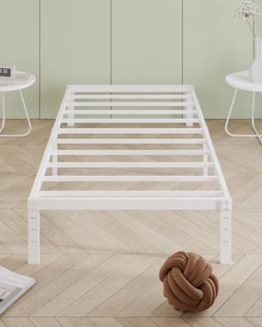 Cieemine 12 Inch Twin XL Bed Frames, Heavy Duty Metal Bed Frame Twin XL, No Box Spring Needed, Easy Assembly, Noise-Free, White