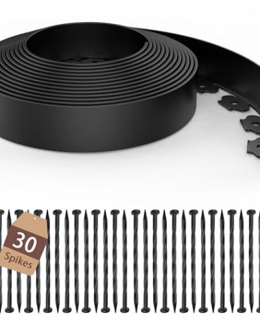 ESOHOT 20FT Landscape Edging,Heavy-Duty 2 in Tall No-Dig Garden Edging with 30 Spikes for Lawn Edging and Flower Beds (Black, 20FT)