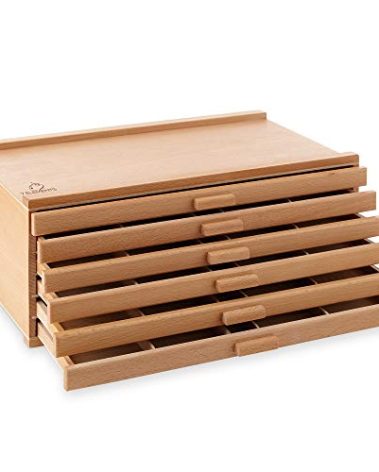 7 Elements 6 Drawer Wooden Artist Storage Supply Box for Pastels, Pencils, Pens, Markers, Brushes and Tools
