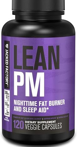 Jacked Factory Lean PM Night Time Fat Burner, Sleep Aid Supplement, & Appetite Suppressant for Men and Women - 120 Stimulant-Free Veggie Weight Loss Diet Pills