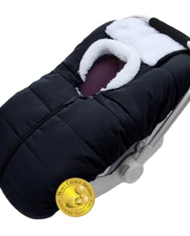 Mom's Choice Awards Winner-TSAYAWA Winter Baby Infant Car Seat Cover-Keep Babies Warm Carseat Bunting Bag/Blanket for Newborn-Cold Weather Insulated Windproof Carrier Canopy for Travel (Black)