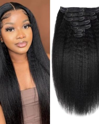 Seamless Clip In Hair Extensions Human Hair Invisible Pu Skin Weft Kinky Straight Seamless Clip Ins For Black Women Real Human Hair Extensions 8pcs With 18clips Per Set 120g (16inch,Natural Black)