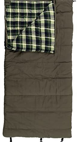 ALPS OutdoorZ Redwood -25° Sleeping Bag, Plaid Flannel Lined, Cotton Canvas/Extreme Cold Weather/Oversized/Extra Warm/TechLoft Insulation