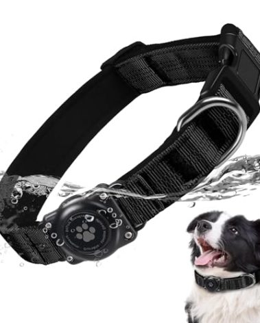 Reflective Air Tag Dog Collar - 100% Waterproof Dog Collar AirTag Holder | Extra-Durable, Soft Padded AirTag Dog Collars for Small Medium Large Dogs