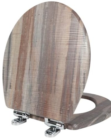 Angol Shiold Round Toilet Seat Molded Wood Toilet Seat with Quietly Close and Quick Release Hinges, Easy to Install also Easy to Clean (Round, Board)