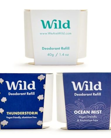 Wild - Refillable Deodorant Variety Pack with Clean Fresh Scents - Aluminum Free - Scents Include Fresh Cotton & Sea Salt, Ocean Mist & Thunderstorm - Long Lasting Protection