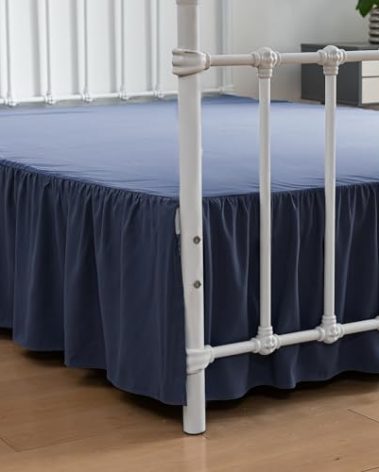 xuan dian Bed Skirt Full Size Ruffled Bed Skirts with Split Corners, 16 Inch Drop Dust Ruffle Bed Skirt with Platform, Blue, Full - 16" Drop