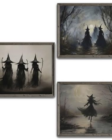 LANCHI95 3 Pcs 8x10in Vintage Rustic Witch Posters Halloween Wall Art Witch in The Forest Painting Prints Goth Dark Moody Wall Decor for Living Room Bedroom 8x10 in (UNFRAMED)