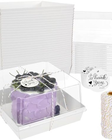 MADLYN RHUE 30 Pack Charcuterie Boxes with Clear Lids, 7 x7 Inches Dessert Boxes, To Go Boxes Disposable Food Containers for Cake, Cookie, Sandwiches, Strawberries
