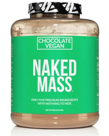 NAKED Vegan Mass - Chocolate Vegan Weight Gainer - 1,280 Calories, Non-GMO, Soy & Gluten Free, No Artificial Ingredients - 8LB Bulk - 11 Servings