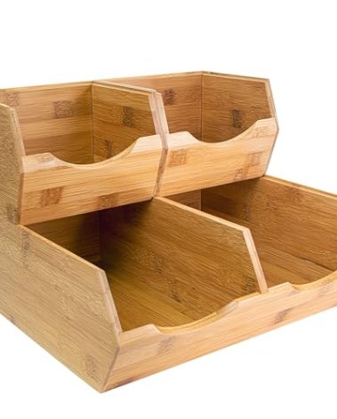 HOMESTEAD Bamboo Pantry Storage Bins – Potato & Onion Storage Bin for Pantry Organizers, Produce Organizer Set of 3 – Slide out Bin Access