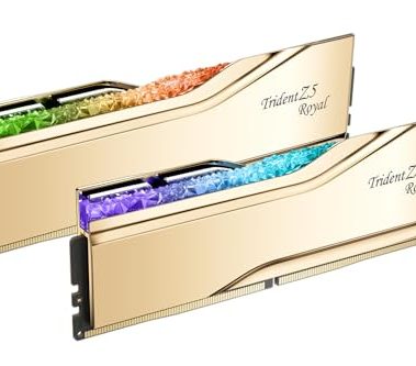 G.SKILL Trident Z5 Royal Series DDR5 RAM (Intel XMP 3.0) 48GB (2x24GB) 8400MT/s CL40-52-52-134 1.40V Desktop Computer Memory U-DIMM - Gold (F5-8400J4052G24GX2-TR5G)