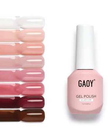 GAOY Jelly Gel Nail Polish Set, 8 Translucent Nude White Pink Brown Neutral Sheer Colors Kit for Salon and Nail Art DIY at Home, Dreamy Rose