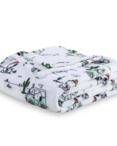 Berkshire Blanket Peanuts® VelvetLoft® Cute Character Snoopy Plush Blanket,Snoopy Desert Travel White,King 90 in x 108 in (Official Peanuts® Product)