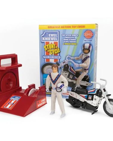 Evel Knievel Stunt Cycle - The Amazing Wind Up and Go Action Toy Launcher for Ultimate Jumps, Crashes, Flips and More - 8 Inch Bike Jumps Anywhere from 100 to 150 Feet - Original 1970's Stunt Bike.