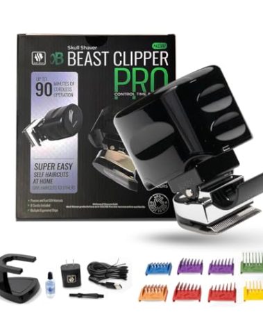 Skull Shaver Beast Clipper Pro - Home Haircut & Grooming Kit - Durable Steel Blades - Cordless Operation - Adjustable Combs - Designed for Men & Women