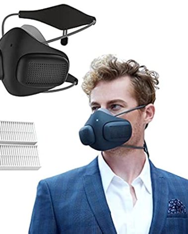 ATMOBLUE Electric Mask - Dual Air Fans Mask with HEPA Filter - Lightweight Silicone Seal Forms to Face - Only Dual Fan Mask - 3 Speed Settings with Patented Head Strap