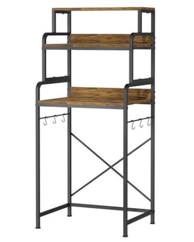 MILEFA 4-Tier Mini Fridge with Storage,Mini Fridge Shelf,Microwave Stand with Storage,Bakers Rack with Storage Shelf,Microwave Oven Stand with,Mini Fridge for Dorm