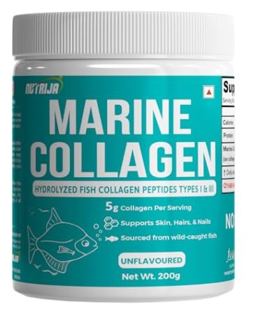 NutriJa Marine Collagen Peptides – Hydrolyzed Fish Collagen - Highly Bioavailable - Small Molecule Size 300Da (0.3 kDa) 200grams