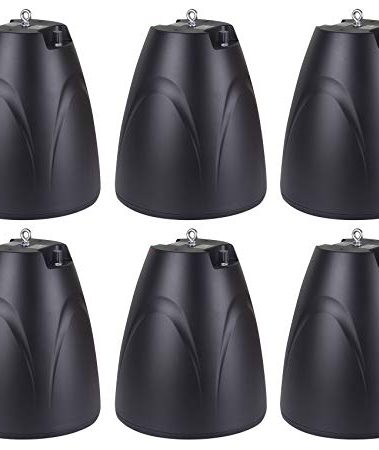 Rockville PEN-65T Black 6.5-in 70V/100V Hanging Pendant Speakers for Restaurant, Bar, or Commercial Spaces, 45W 8-Ohm Option, 2-Way Design with 13mm PEI Tweeter, Polypropylene Woofer, 6-Piece