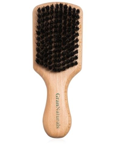 GranNaturals Soft Boar Bristle Slick Back Hair Brush - Hairbrush for Smoothing, Fades, Beards, 360 Waves to Style, Polish, & Lay Down Hair to Create a Sleek Ponytail Bun Hairstyle for Women & Men