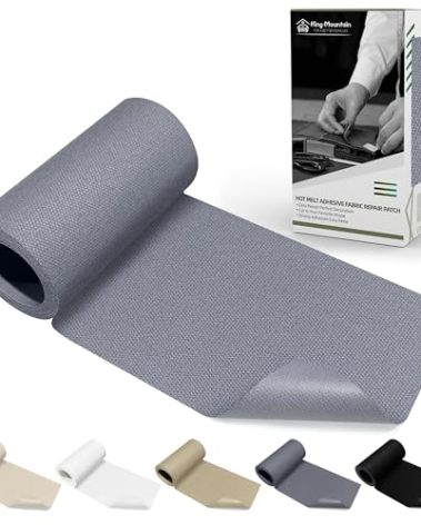 KING MOUNTAIN Canvas Iron on Patch,3"×60",Waterproof 100% Cotton Fabric Repair Patch,Used for Various Sofa,Tent,Clothes,Seats,Suitcases (Light Gray)