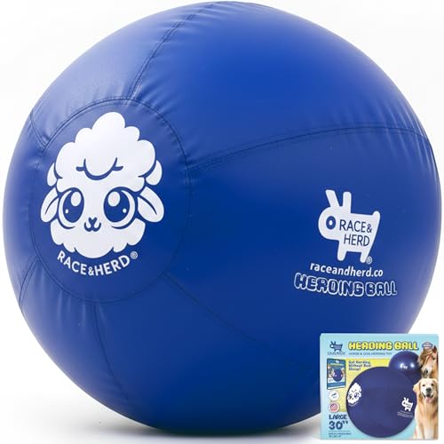 Race&Herd 30" Original XXL Herding Ball for Dogs - Herding Toys, Giant Dog Ball for Australian Shepherds, Border Collies - Durable Dog Outdoor Training Toy for Large Breeds & Horses (Blue)
