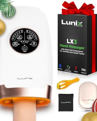 Lunix LX3 Hand Massager, Shiatsu Hand Massage Machine with Heat and Compression, 6 Levels Pressure Point Therapy for Arthritis, Carpal Tunnel, and Finger Numbness, Pain Relief