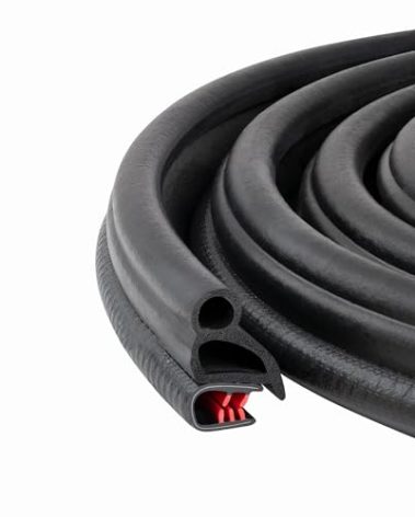 Black Door Rubber Seal Large Grip Range 61/64" Bulb Height x 17/64 Grip Range x 43/64" U Height (15 Feet)