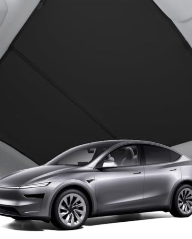 RUTU Sunshade Roof for Tesla Model Y 2025-2026 (Juniper), Magnetic Sunroof Cover Dual-Layer Reinforced Fabric, Foldable Heat Insulation & UV Blocker Accessories for Tesla Model Y Juniper, 2PCS Black