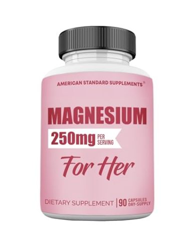 Magnesium Glycinate for Women 250mg Per One Capsule, Magnesium Glycinate Chelated for Her, 90 Capsules, 90 Days Supply