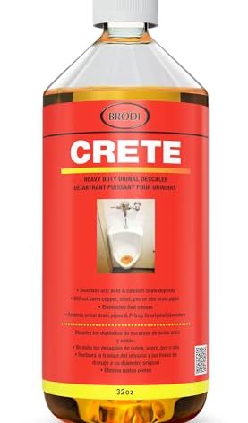 CRETE Urinal Drain Cleaner, Commercial Grade, Restores Pipes to Original Diameter, Urinal Descaler & Deodorizer, Safe for Pipes, No Harsh Fumes, Urine Salt Remover, 32 Fl Oz (Pack of 1)